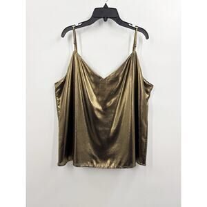 Banana Republic Metallic Gold Foil Shimmery Camisole Cami Tank Top XL